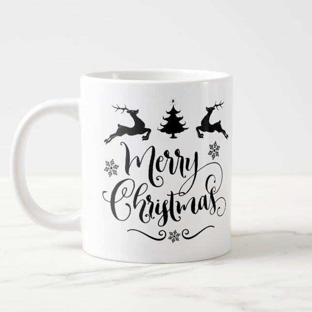 Grande Tasse Joyeux Noël avec Reindeer/Citation de Noël /Mug (Gauche)