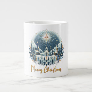 Grande Tasse Joyeux Noël bleu et or