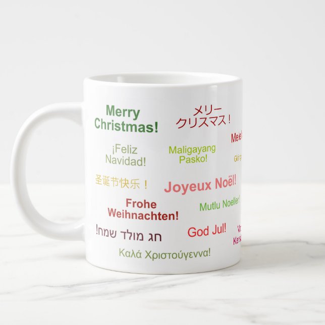 Grande Tasse Joyeux Noël dans différentes langues du monde (Gauche)