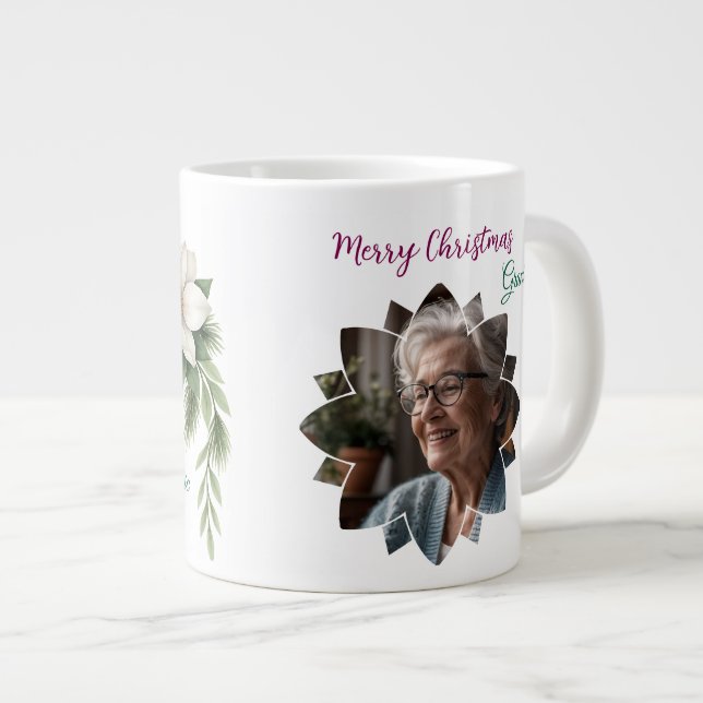 Grande Tasse Joyeux Noël grand-mère photo cadeau de vacances (Devant droit)