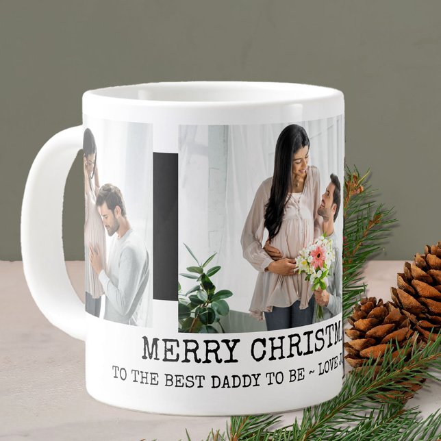 Grande Tasse Joyeux Noël Meilleur papa à être 3 photo Noir (Créateur téléchargé)