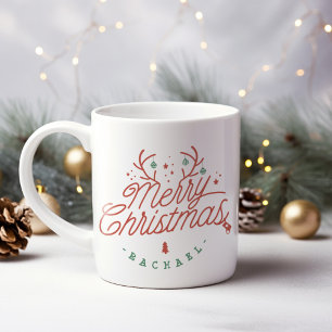 Grande Tasse Joyeux Noël Personnalisé Rindeer Antlers