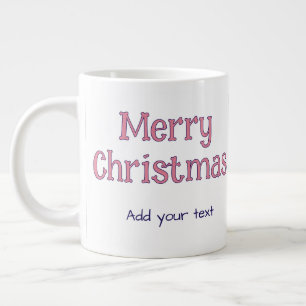 Grande Tasse joyeux noël rose bleu photo famille nom cadeaux 
