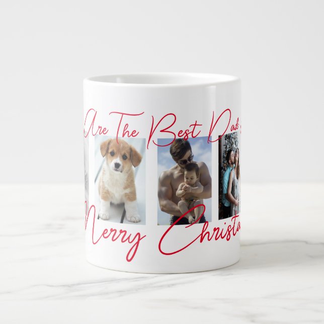 Grande Tasse Joyeux Noël tendance Meilleur papa Jamais Photo Co (Devant)