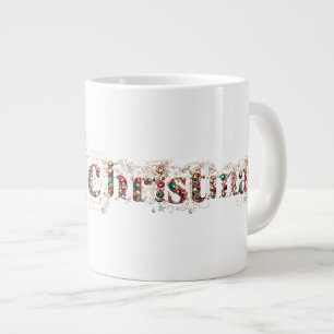 Grande Tasse Joyeux Noël Texte Décoratif Or et Boules