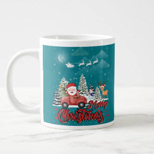 Grande Tasse Joyeux Noël Vintage Red Père Noël Truck Cadeaux