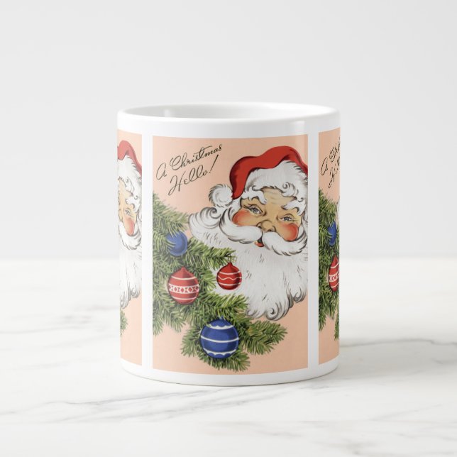 Grande Tasse Joyeux Noël vintage ! Santa Claus jovial (Devant)