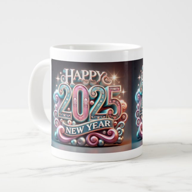 Grande Tasse Joyeux Nouvel An 2025 Personnaliser café Boug de s (Devant gauche)