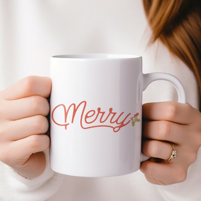 Grande Tasse Joyeux script typographie Noël Personnalisé (Merry Script Typography Christmas Personalized Giant Coffee Mug)