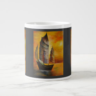 Grande Tasse Junk chinoise en ocre et jaune
