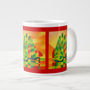 Grande Tasse Junks chinois, coucher de soleil, voiles et ombres