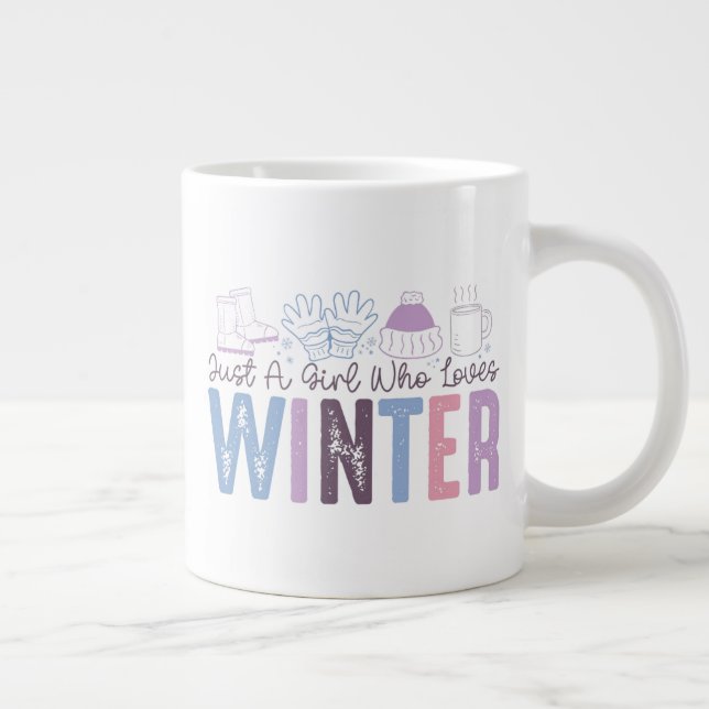 Grande Tasse Juste une fille qui aime l'hiver mignonne design s (Droite)