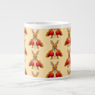 Grande Tasse Kangourou animé avec des gants de boxe rouges 