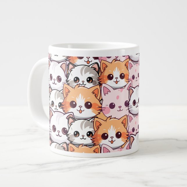 Grande Tasse Kawaii Chat félin Kitten visage animal de compagni (Devant gauche)