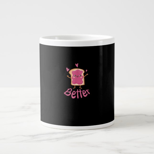 Grande Tasse Kawaii Couple PBJ Mieux Ensemble  (Devant)