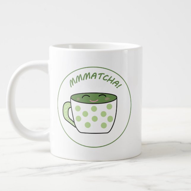 Grande Tasse Kawaii Matcha souriant (Gauche)