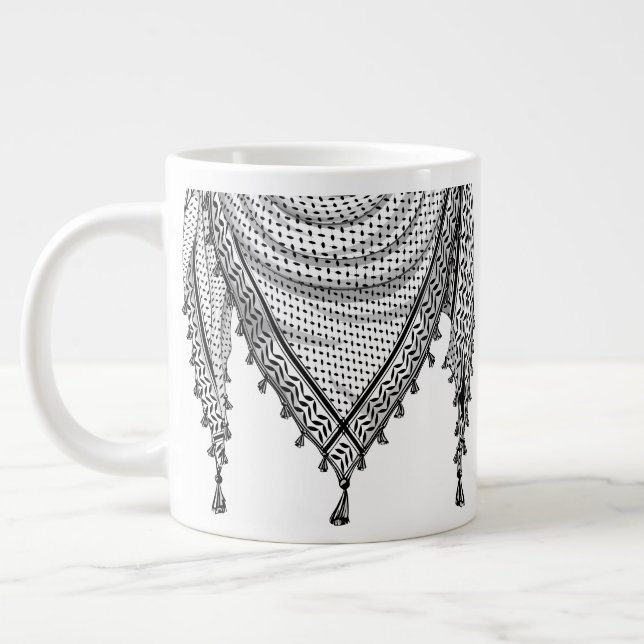 Grande Tasse Keffiyeh Écharpe palestinienne tissu traditionnel (Gauche)