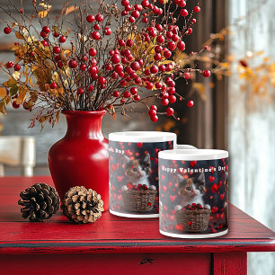 Grande Tasse Kitty Calicot de la Saint-Valentin Bonbons Cœurs R