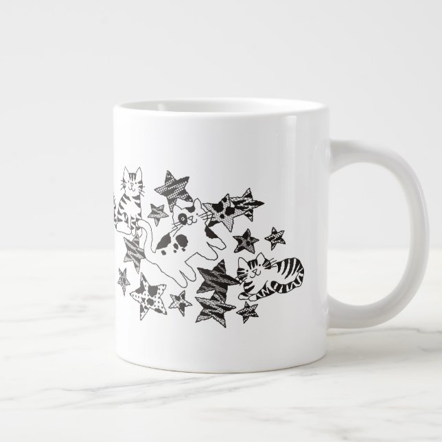 Grande Tasse Kitty Chats et étoiles dans l'espace (Droite)
