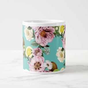 Grande Tasse Kiwi romantique, citron et pivoine café motif mu