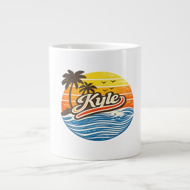 Grande Tasse Kyle Retro Sunset Name Design (Devant)