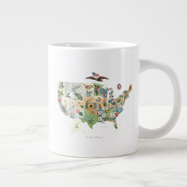 Grande Tasse La carte des fleurs des États-Unis - notre bouquet (Droite)