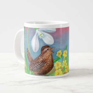 Grande Tasse La chute de neige et l'oiseau brun convoquent le p