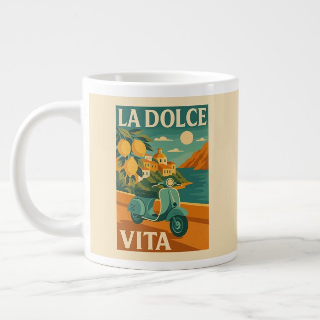 Grande Tasse La Dolce Vita - Retro Voyage de la côte italienne (Gauche)