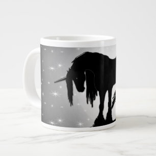 Grande Tasse La licorne noire mystique (lune brumeuse)