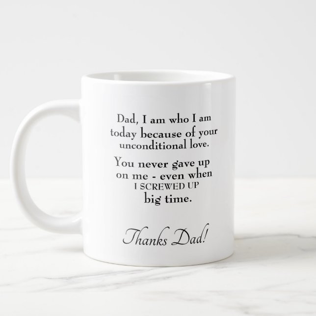 Grande Tasse La typographie meilleur papa dans le monde l'amour (Gauche)