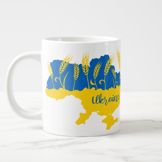 Grande Tasse La typographie ukrainienne et l'oreille au blé sur (Gauche)