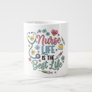 Grande Tasse La vie d'infirmière est la meilleure vie Fleur pas