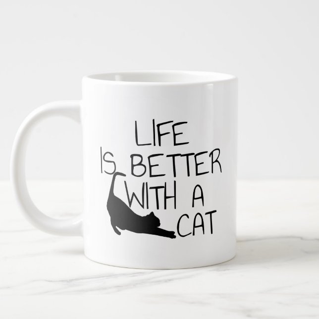 Grande Tasse La Vie Est Meilleure Avec Un Chat (Gauche)