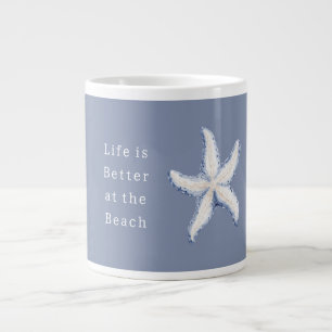 Grande Tasse La vie est meilleure plage bleu blanc étoile de me