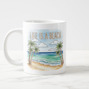 Grande Tasse "La vie est une plage" Palm tropical Océan