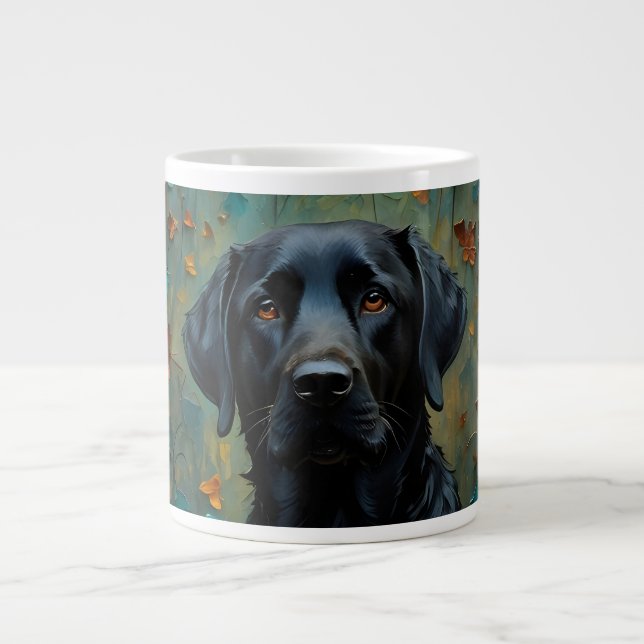 Grande Tasse Labrador noir en Feuille (Devant)