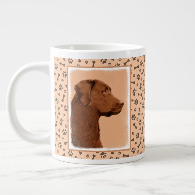 Grande Tasse Labrador Retriever (Chocolat) Peinture - Chien Art (Gauche)