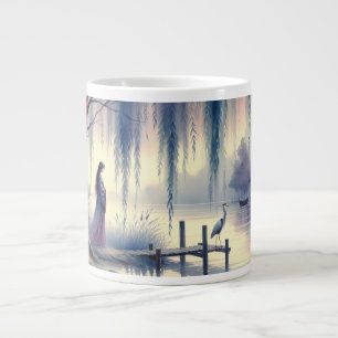 Grande Tasse Lac Serene Imaginaire avec saule et héron