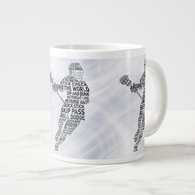 Grande Tasse Lacrosse Player Word Art, Lax (Devant droit)