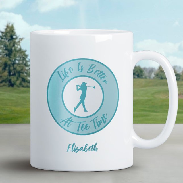 Grande Tasse Lady Golfer Tee Nom du temps Sports Humour drôle T (Lady Golfer Tee Time Name Sports Humor Funny Teal Giant Coffee Mug)