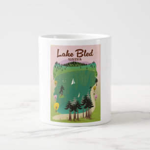 Grande Tasse Lake Bled affiche de voyage de style vintage Slové