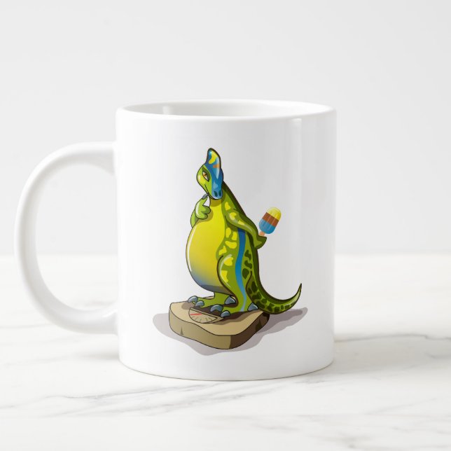 Grande Tasse Lambeosaurus Se Possédant Sur Une Échelle De Poids (Gauche)