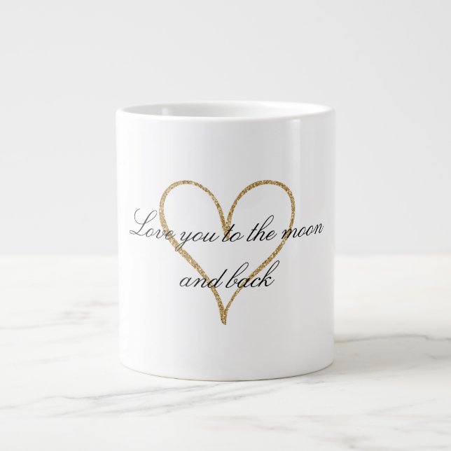 Grande Tasse L'amour du coeur de la Parties scintillant d'or (Devant)