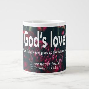 Grande Tasse L'AMOUR N'ÉCHEC JAMAIS Christian Personnalisé Flor