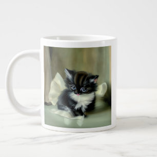 Grande Tasse Langue vintage de Kitten noir et blanc