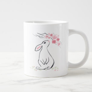 Grande Tasse Lapin blanc et fleur de Sakura