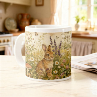 Grande Tasse Lapin Cottagecore Botanique de la Forêt Vintage