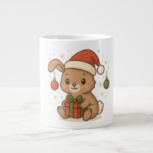 Lapin de fête en chapeau de Père Noël
