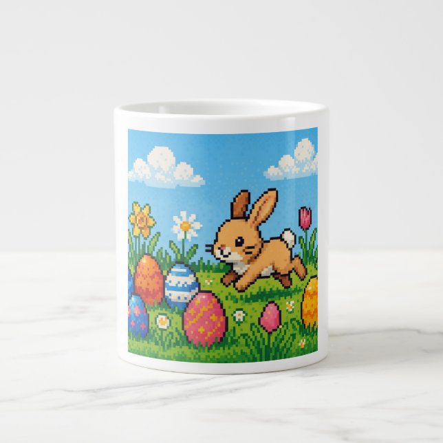 Grande Tasse lapin de Pâques mignon 8 bits (Devant)