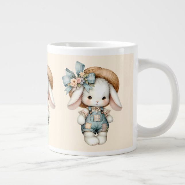 Grande Tasse Lapin mignon dans les couloirs avec Casquette pail (Droite)